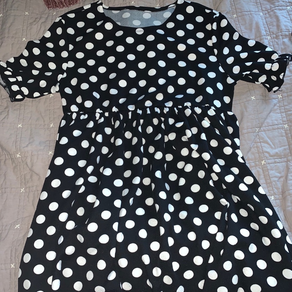 Romwe Polka Dot Smock Dress